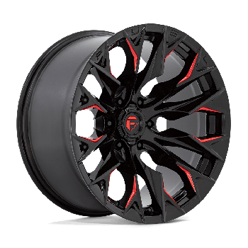 Fuel 1PC D823 FLAME 20X10 6X135 ET -18 GLOSS BLACK MILLED WITH CANDY RED D82320008947
